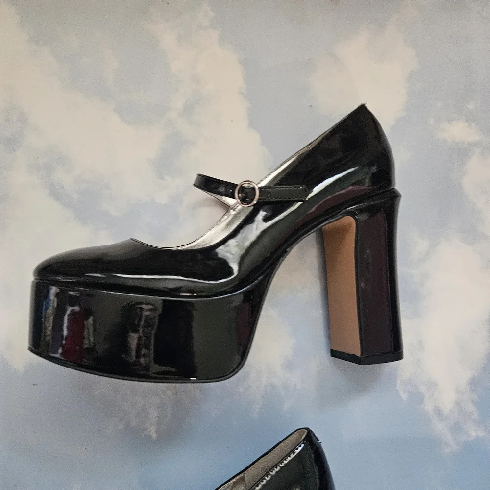 Mix No. 6 Black Platform Mary Jane Shoes